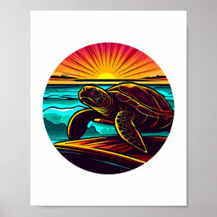 Poster Tortue au coucher du soleil, Inspirer la conceptio