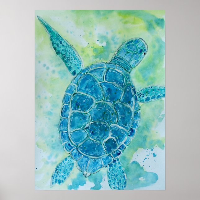 Poster Tortue bleue (Devant)