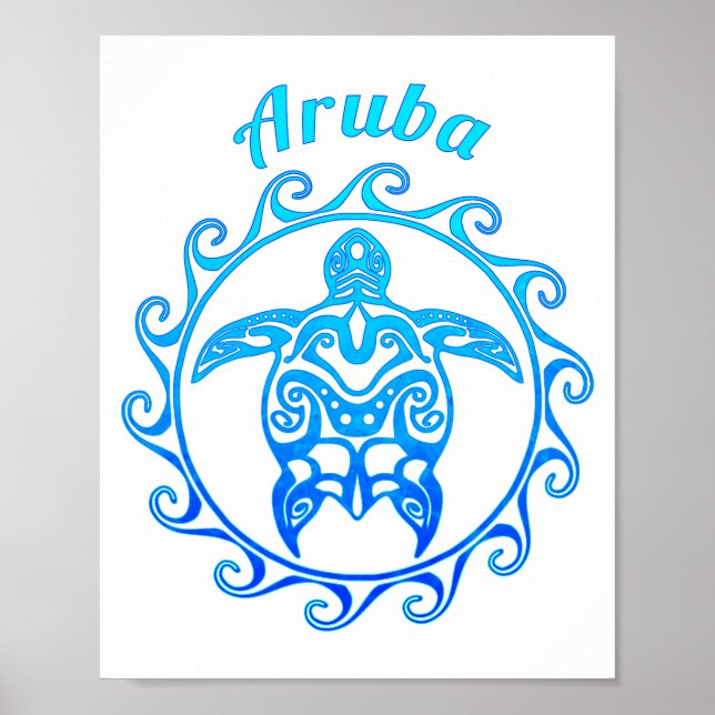 Poster Tortue bleue Aruba (Devant)