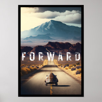 Poster Tortue dans le désert "En avant"