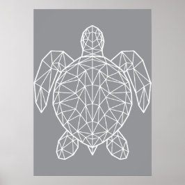 Poster Tortue de mer géométrique en fil de fer blanc