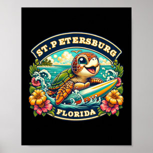 Poster Tortue de mer mignonne de St. Petersberg en Florid