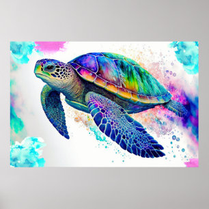 Poster Tortue de mer Océan Marine Vie Plage Nature Animau