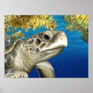 Poster Tortue de mer Ridley de Kemp stylisée