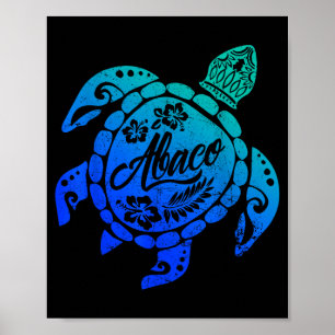 Poster Tortue de mer tribale d'Abaco Vacances à la plage