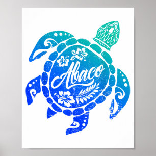 Poster Tortue de mer tribale d'Abaco Vacances à la plage