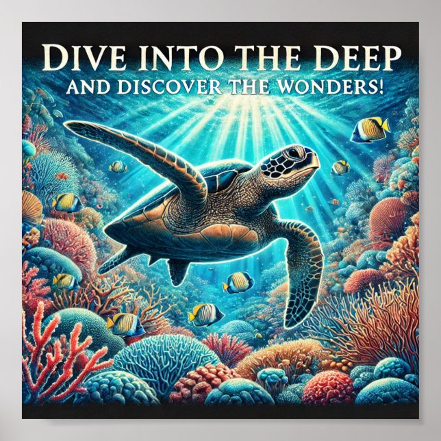Poster Tortue de plongée (Devant)