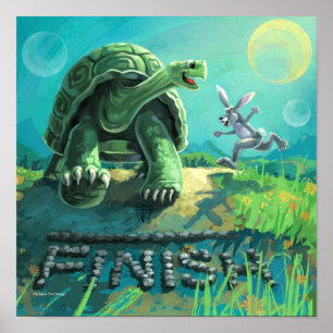 Poster Tortue et lièvre Art