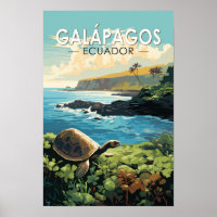 Tortue géante des îles Galapagos Art de voyage Rét