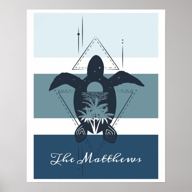 Poster Tortue géométrique moderne Personnalisée (Devant)