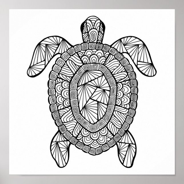 Poster Tortue inspirée 2 (Devant)