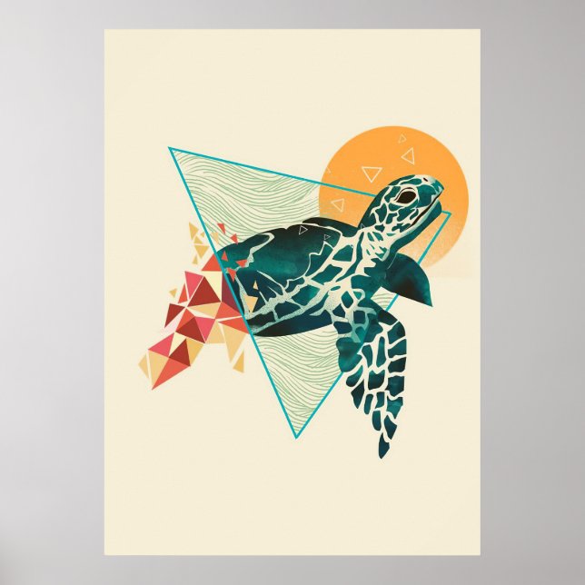 Poster Tortue Lover géométrique (Devant)