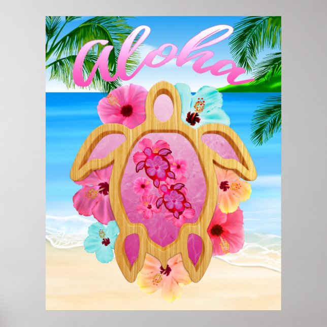 Poster Tortue marine Aloha Honu 3 (Devant)