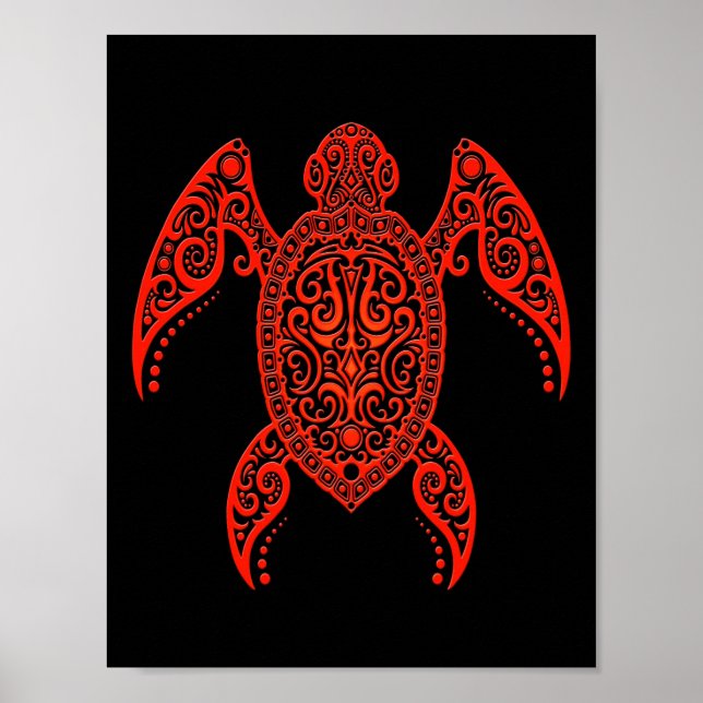 Poster Tortue noire et rouge (Devant)