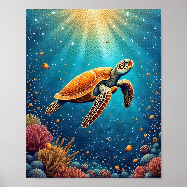 Poster Tortue sous-marine (Devant)