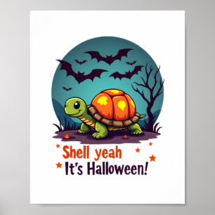 Poster Tortue Surprise Coquillage Effrayant