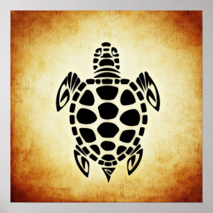 Poster Tortue Tribale Brown