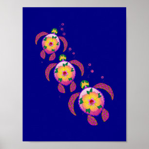 Poster Tortues de mer Hawaiian Ohana Honu