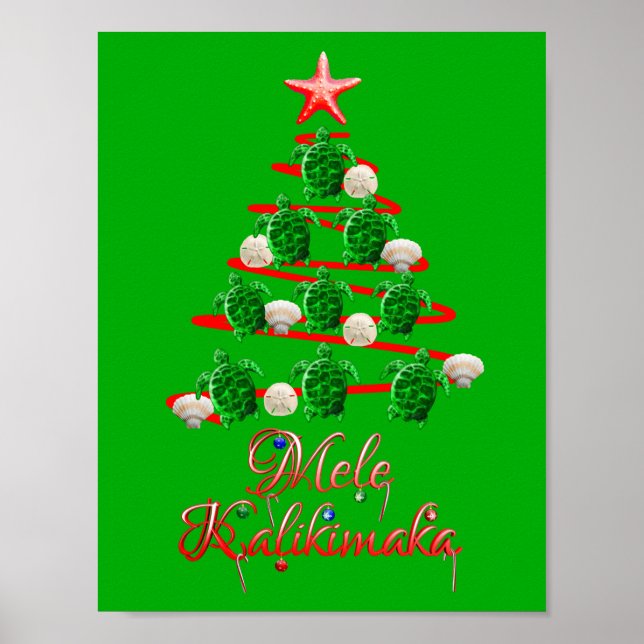 Poster Tortues de mer Mele Kalikimaka (Devant)