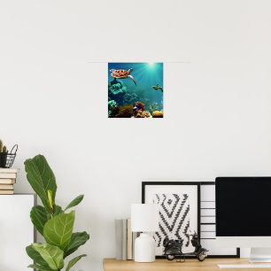 Poster Tortues de mer Nager sous l'eau