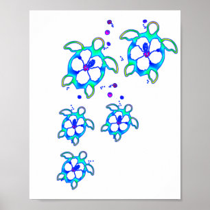 Poster Tortues hawaïennes Honu