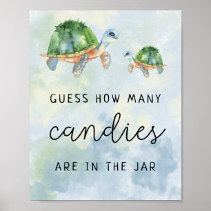 Poster Tortues marines - Combien de bonbons jeu de baby s