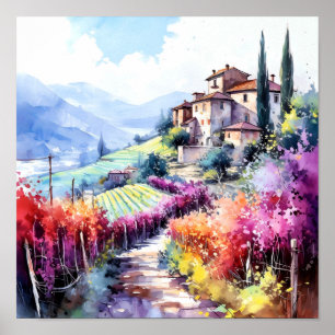 Poster Toscane Aquarelle Art