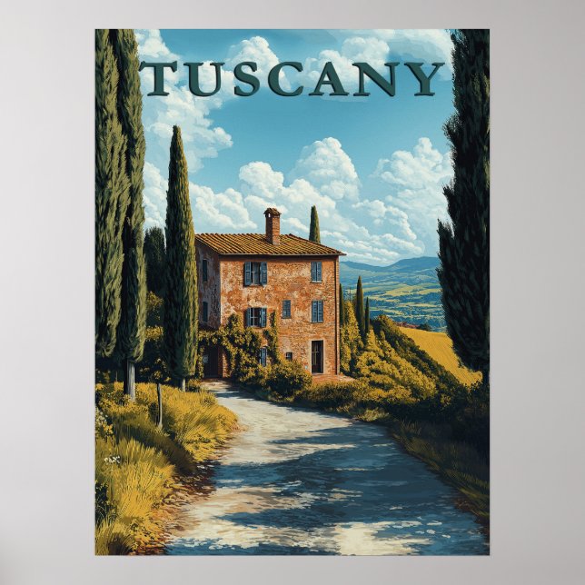 Poster Toscane, Campagne Italienne Idyllique (Devant)