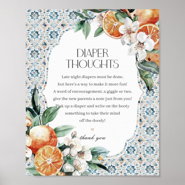 Poster Toscane Carrelage Italien Diaper Thoughts Baby sho (Devant)