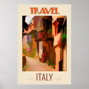 Poster Toscane Italie Abstrait Voyage coloré italien