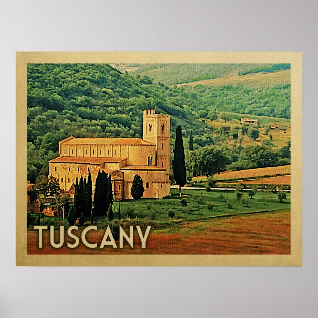 Poster Toscane Italie Vintage voyage (Devant)