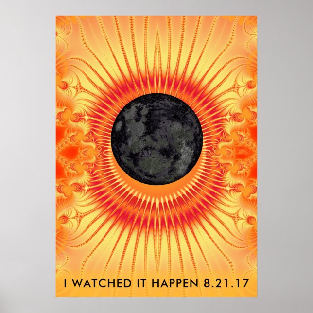 Poster Total des éclipses solaires art fractal (Devant)