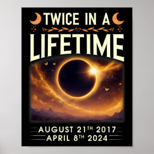 Poster Total Éclipse Solaire 2024 Deux Fois Dans Une Vie 