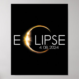 Poster Total Éclipse Solaire 8 avril 2024 Totalité