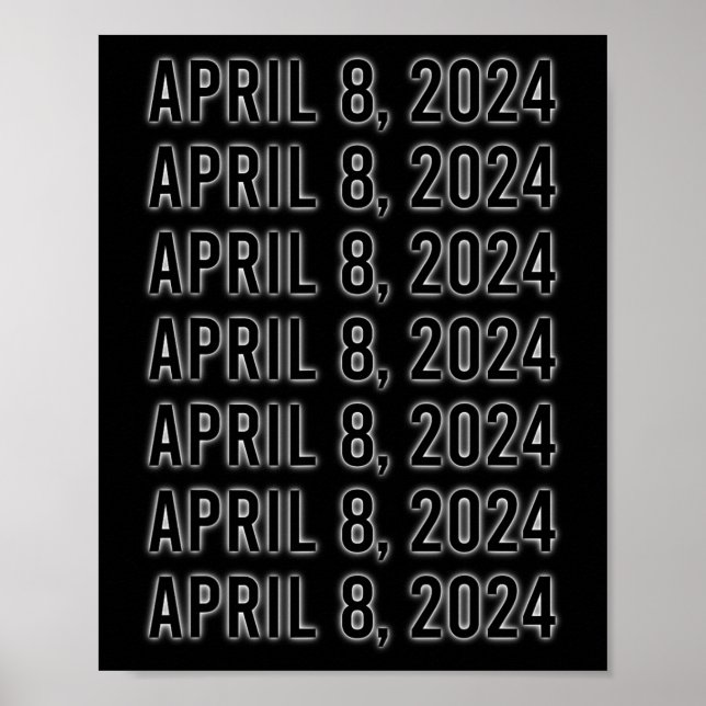 Poster Total Éclipse solaire 8 avril 2024 Totalité 1 (Devant)