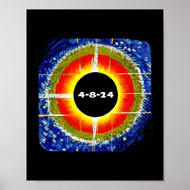 Poster Total Éclipse Solaire 8 avril 2024 Totalité Astron (Devant)