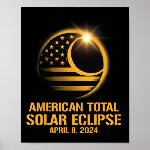 Poster Total Éclipse Solaire 8 avril 2024 Totalité Astron