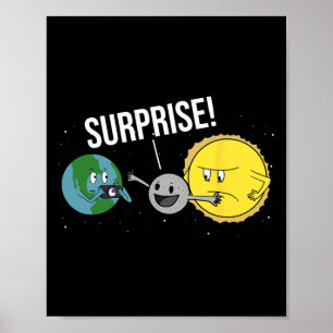Poster Total Solaire Eclipse 2024 Drôle Cartoon Moon Cove