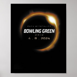 Poster Total Solaire Eclipse Bowling Green Ohio 8 avril