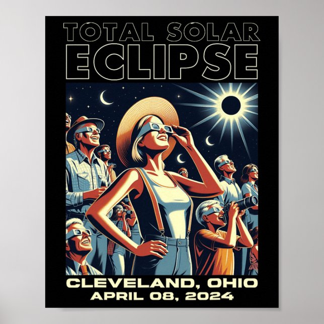 Poster Total Solaire Eclipse Cleveland (Devant)
