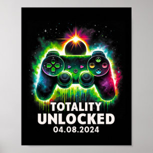 Poster Total Solar Eclipse 2024 Jeu vidéo coloré 1