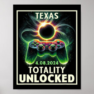 Poster Total Solar Eclipse 2024 Texas Video Game Gamer
