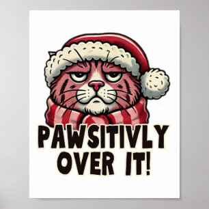 Poster Totalement excédée Drôle Grincheux Chat Rose Noël
