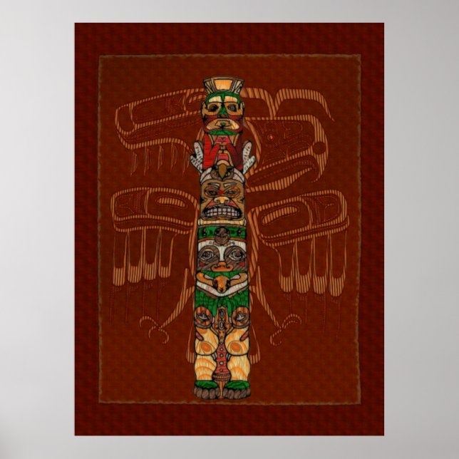 Poster Totem Native American Folk Art (Devant)