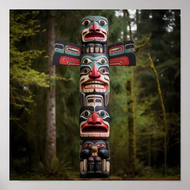 Poster Totem Pole amérindien (Devant)