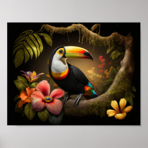 Poster Toucan dans la forêt tropicale