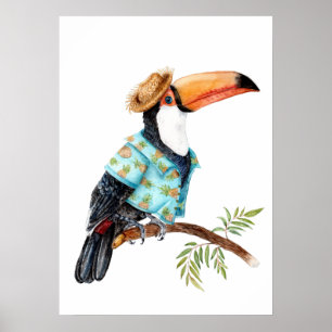 Poster Toucan en chemise hawaïenne