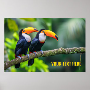 Poster Toucans Tropical Texte Personnalisé
