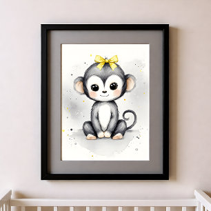 Poster Touche de couleur Animaux de la jungle singe pour