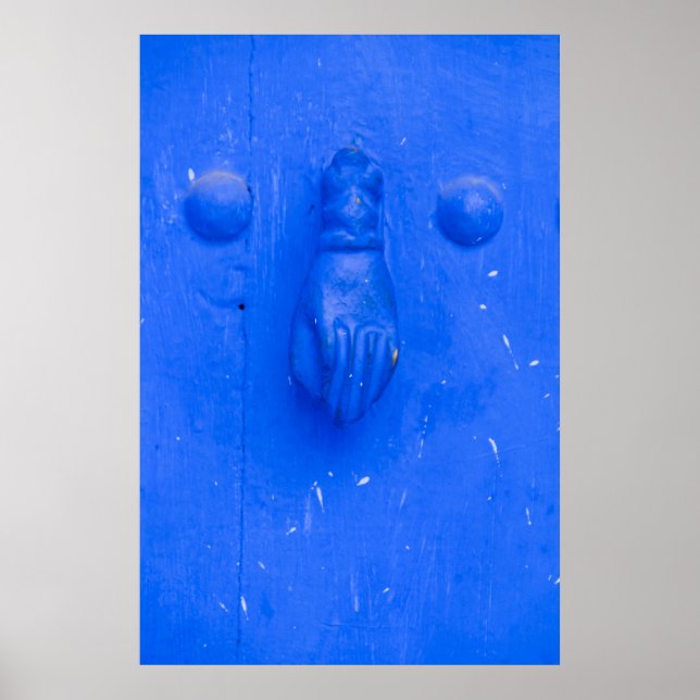 Poster Touche de porte bleue verticale (Devant)